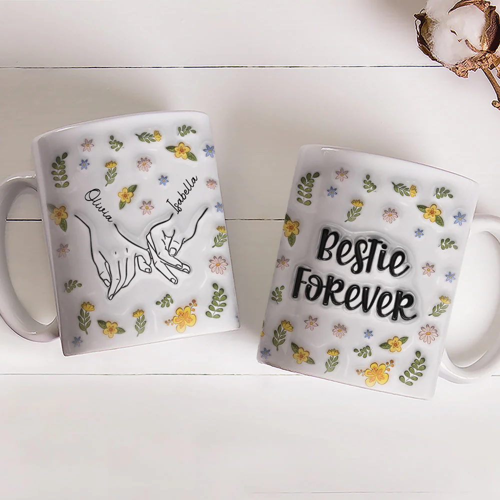 Bestie Forever Floral - Personalized Custom 3D Inflated Effect Mug - Image 2
