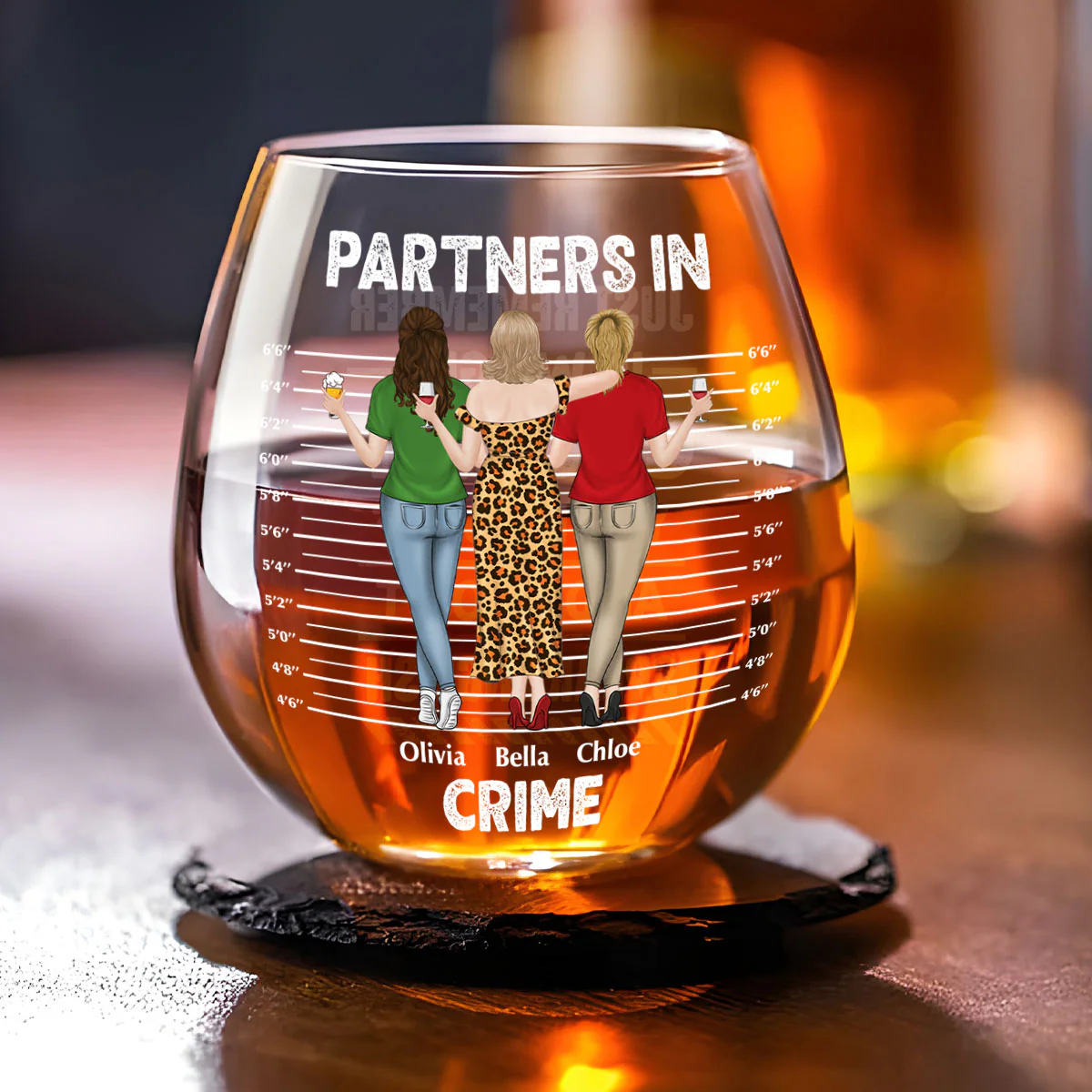 Bestie If We Get Caught Partners In Crime - Personalized Custom Wine Glass - Image 2