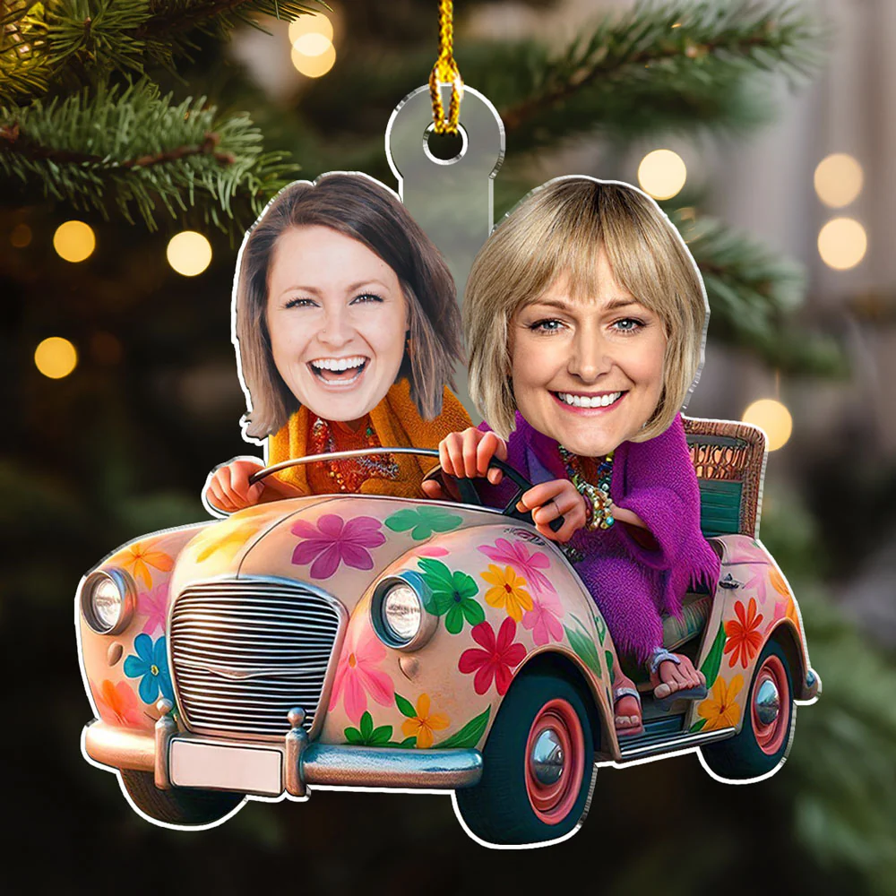 Bestie In Car - Personalized Custom Acrylic Ornament - Image 3