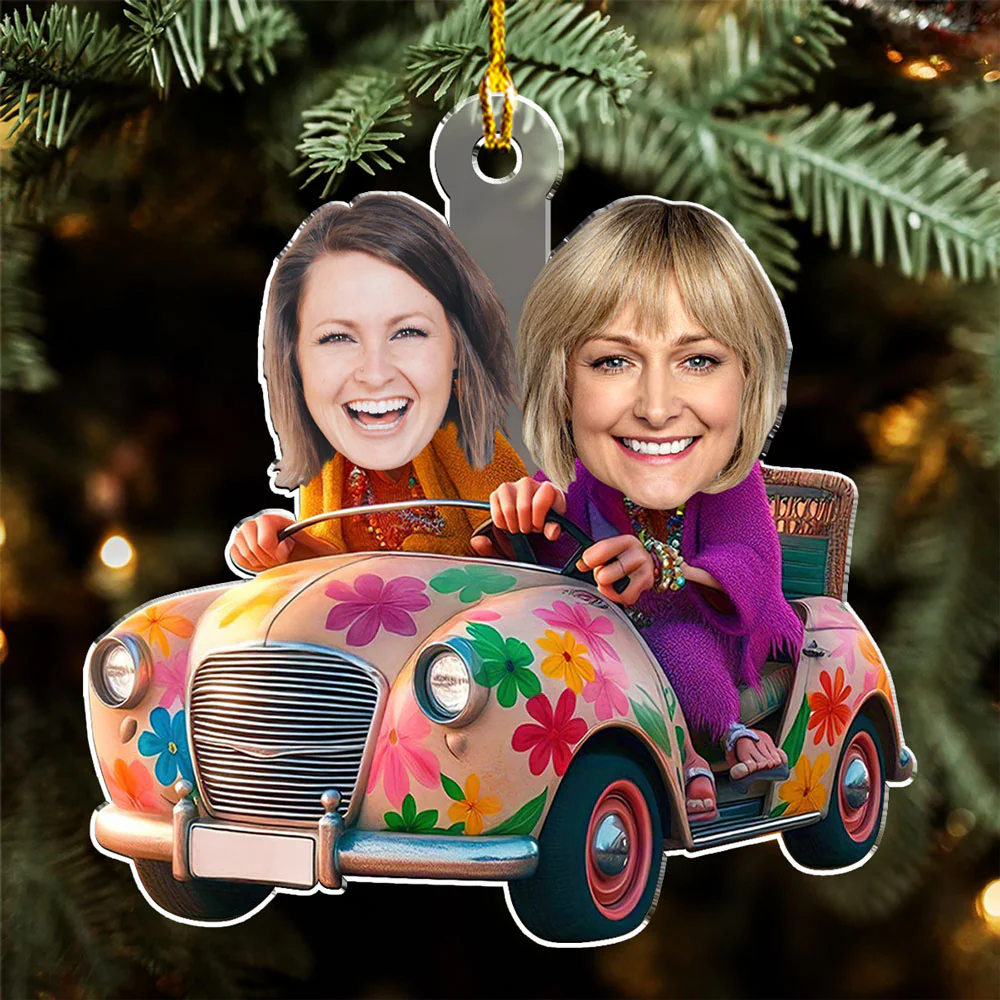 Bestie In Car - Personalized Custom Acrylic Ornament - Image 4
