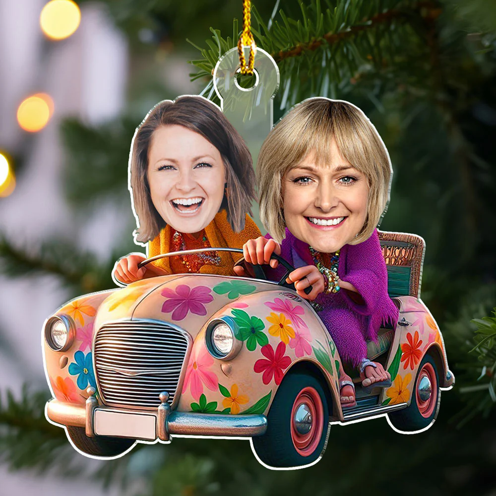 Bestie In Car - Personalized Custom Acrylic Ornament - Image 5