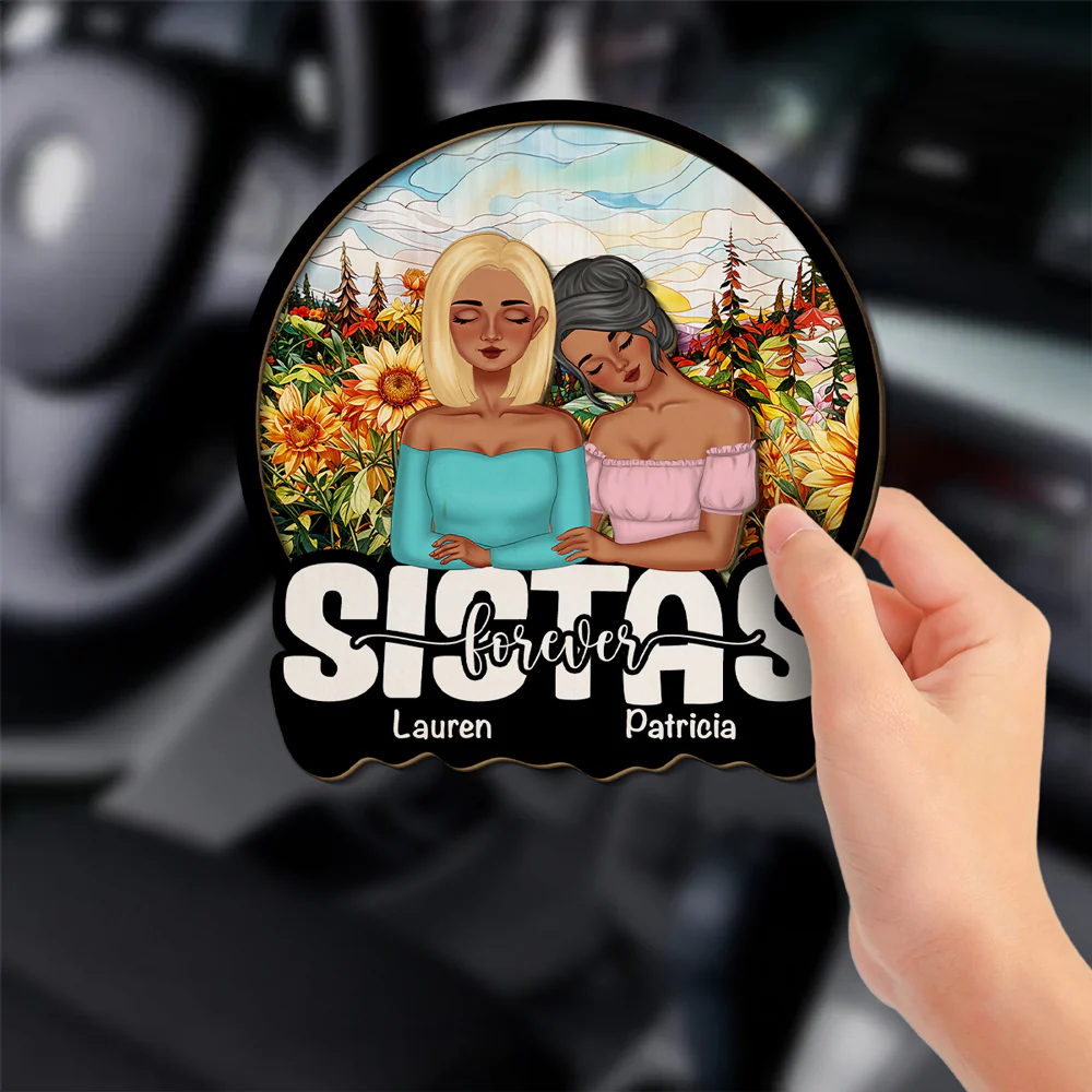 Bestie Lean On Shoulder - Personalized Custom Car Visor Clip - Image 2