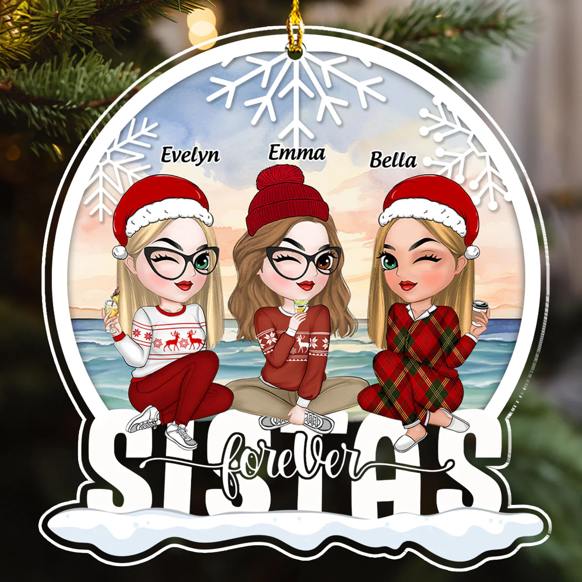 Bestie Love Is Forever - Personalized Custom Acrylic Ornament - Image 2