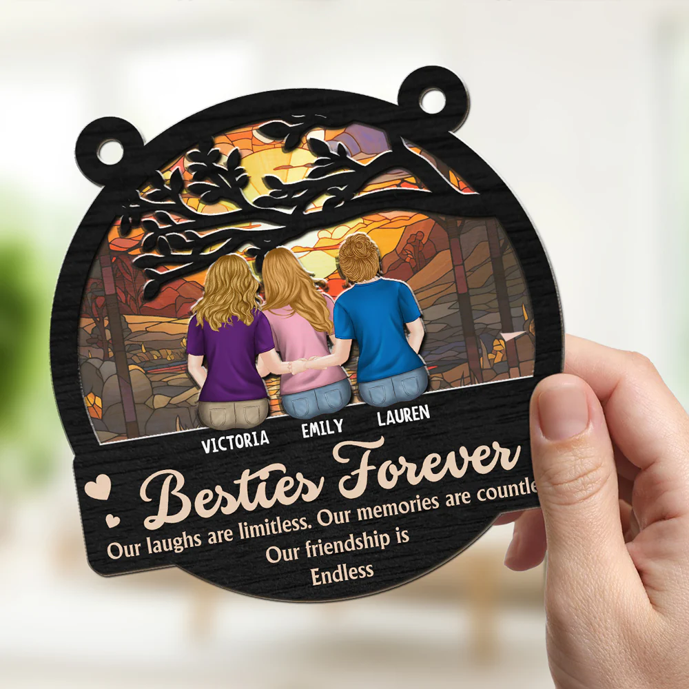 Bestie Love Never Ends - Personalized Custom Suncatcher - Image 2