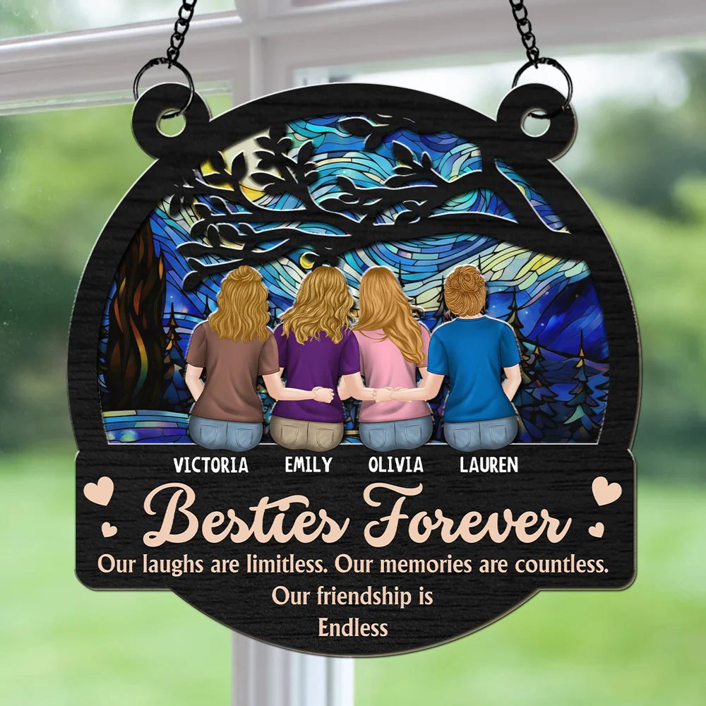 Bestie Love Never Ends - Personalized Custom Suncatcher - Image 4
