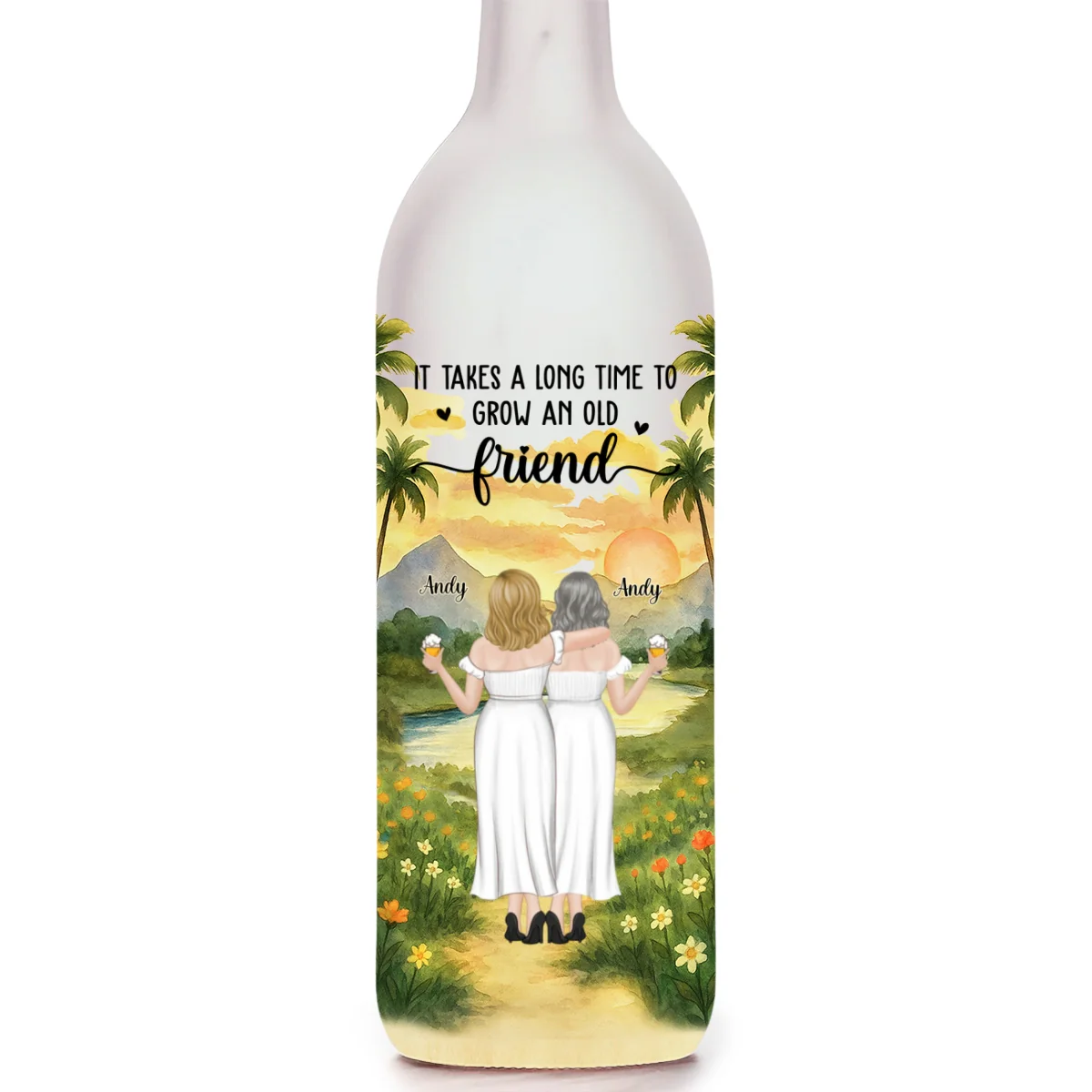 Bestie Old Friends Take Time To Grow - Personalized Custom Bottle Lamp - Image 7