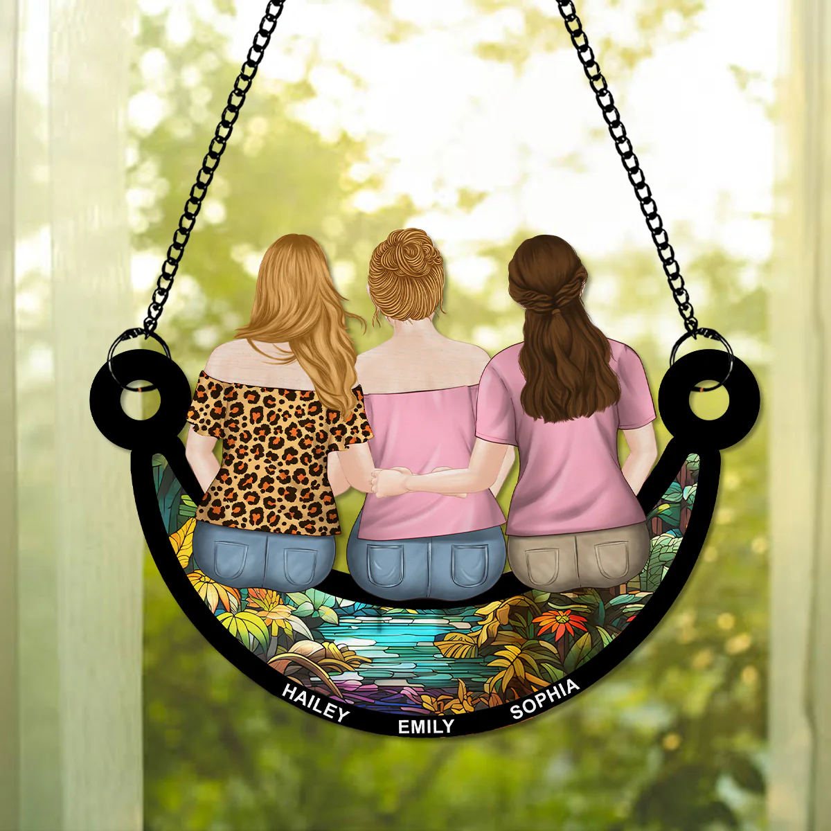 Bestie On The Moon - Personalized Custom Suncatcher - Image 3
