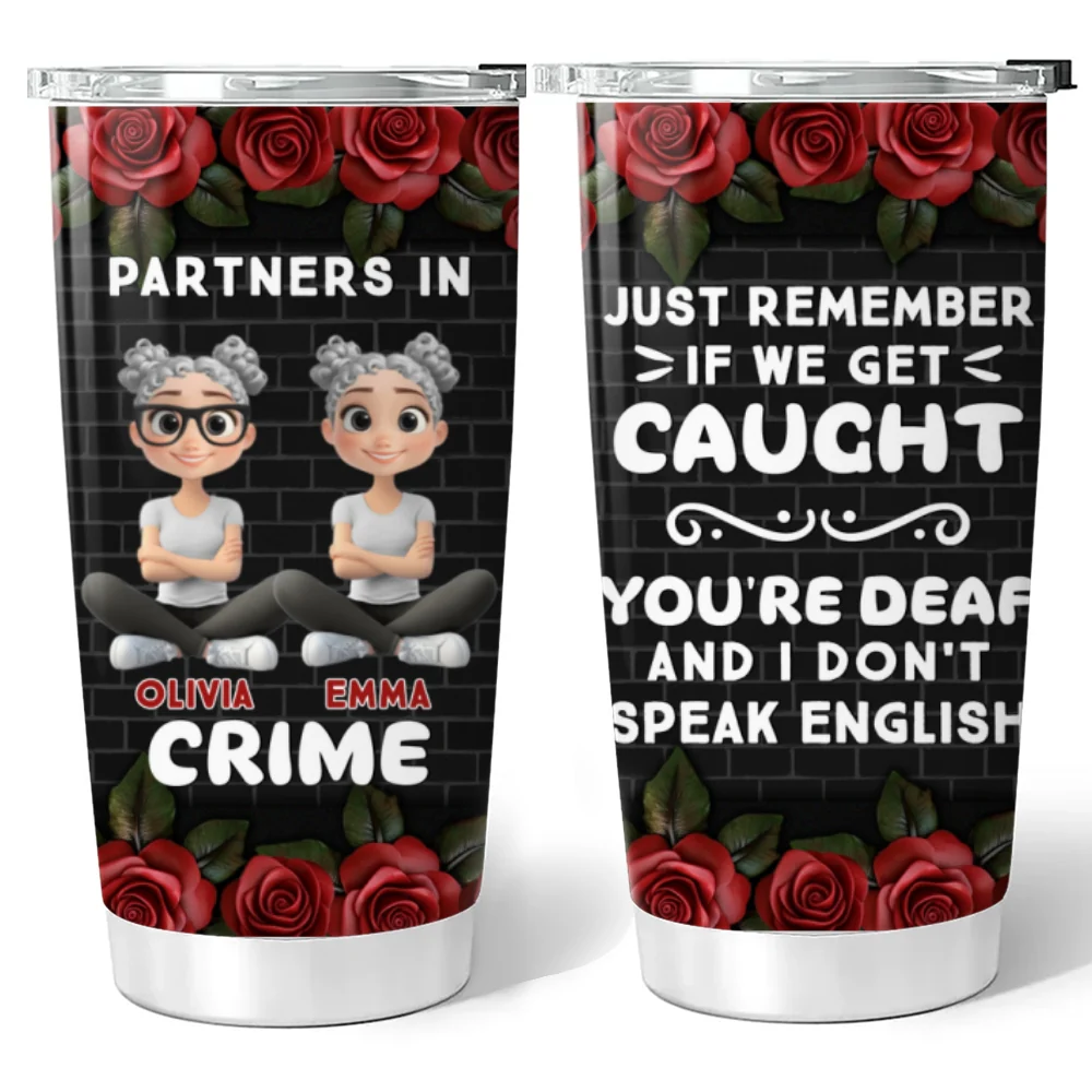 Bestie Partners In Crime If We Get Caught Cartoonize - Personalized Custom Tumbler - Image 5