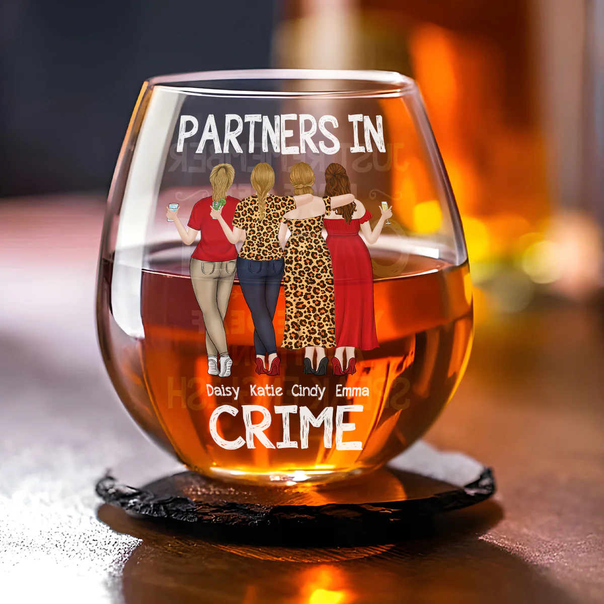 Bestie Partners In Crime If We Get Caught - Personalized Custom Wine Glass - Image 2
