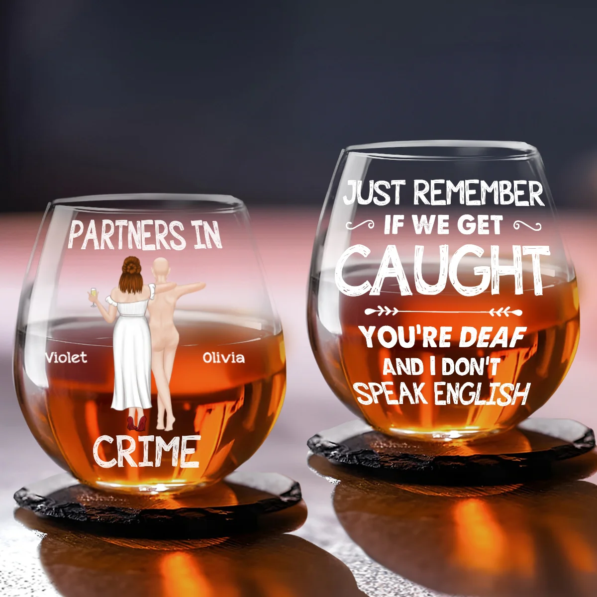 Bestie Partners In Crime If We Get Caught - Personalized Custom Wine Glass - Image 4