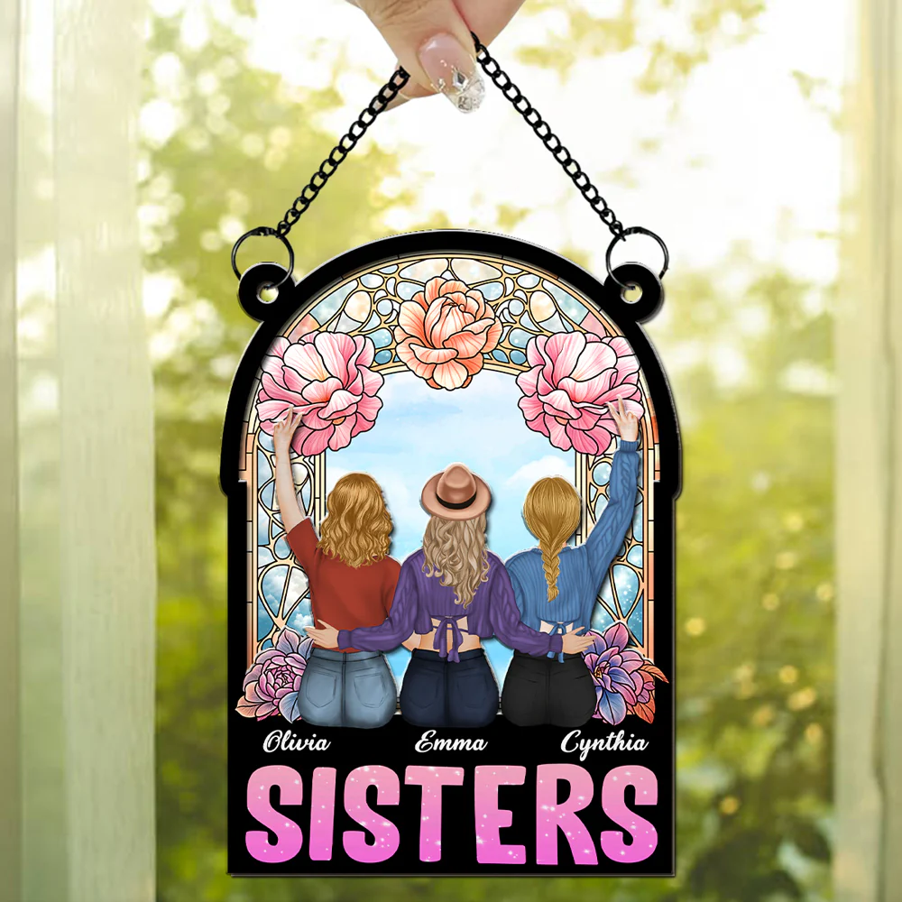 Bestie Sitting Together - Personalized Custom Suncatcher - Image 4