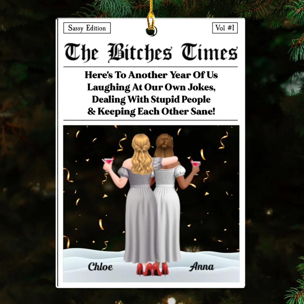 Bestie Times Newspaper - Personalized Custom Acrylic Ornament - Image 6