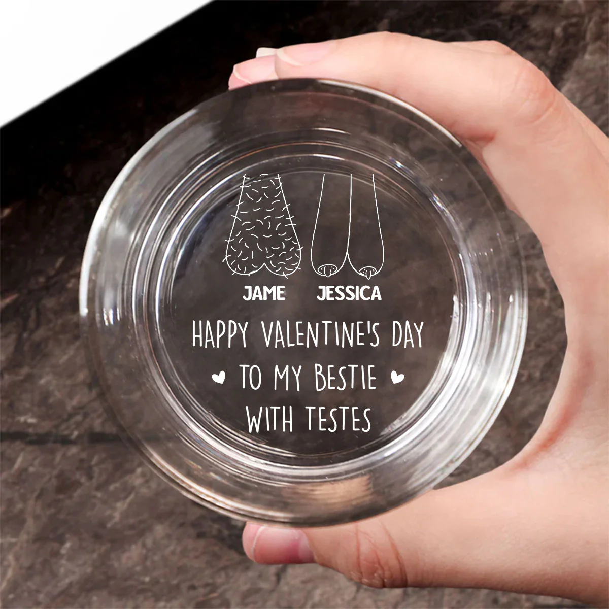 Bestie With Testes- Personalized Custom Engraved Whiskey Glass - Image 4