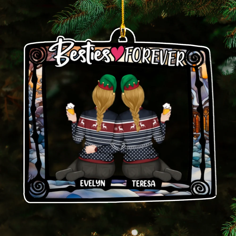 Besties Always And Forever - Personalized Custom Acrylic Ornament - Image 6