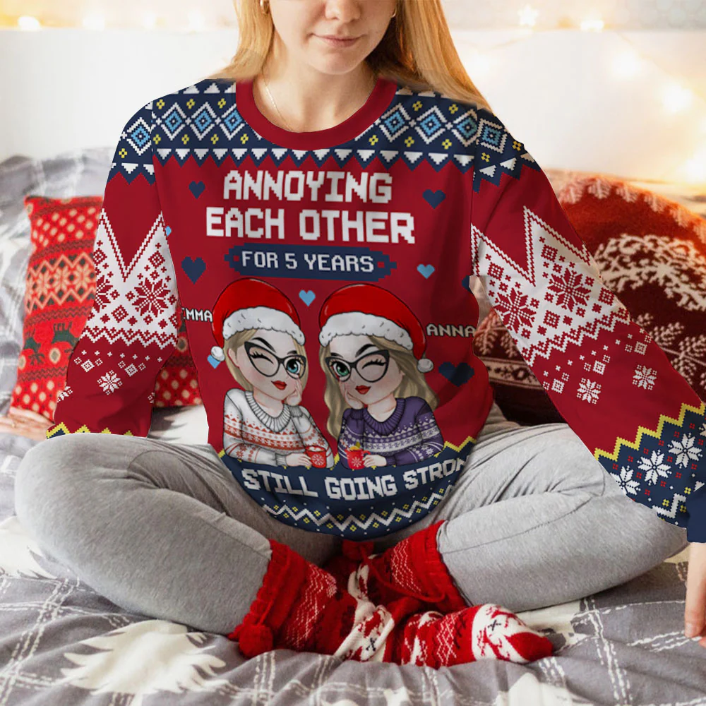 Besties Annoying Each Other - Personalized Custom All-Over-Print Sweatshirt - Image 6
