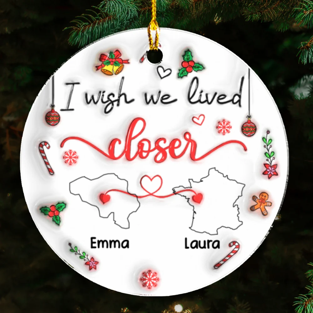 Besties Are Always Close At Heart Country Version - Personalized Custom 3D Inflated Effect Acrylic Ornament - Image 5