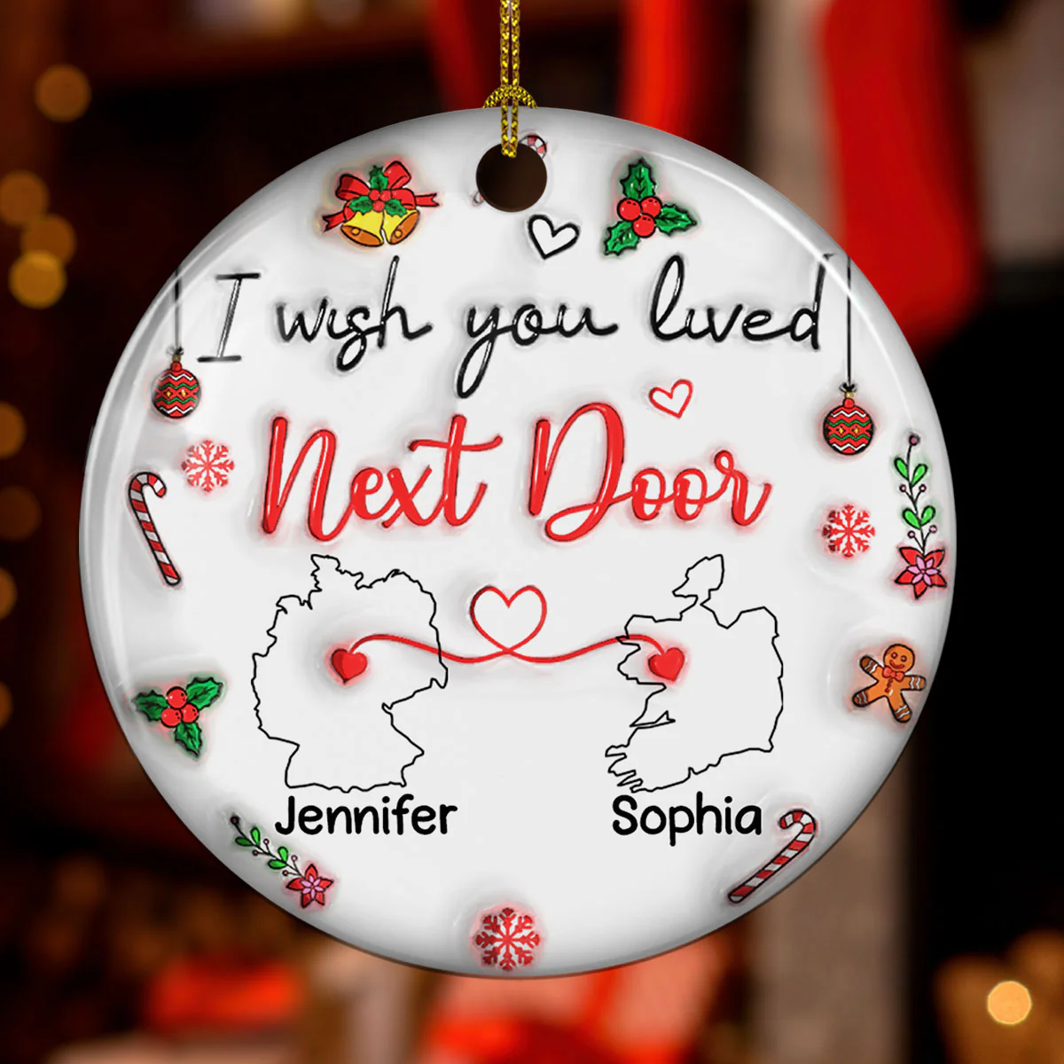Besties Are Always Close At Heart Country Version - Personalized Custom 3D Inflated Effect Ceramic Ornament - Image 2