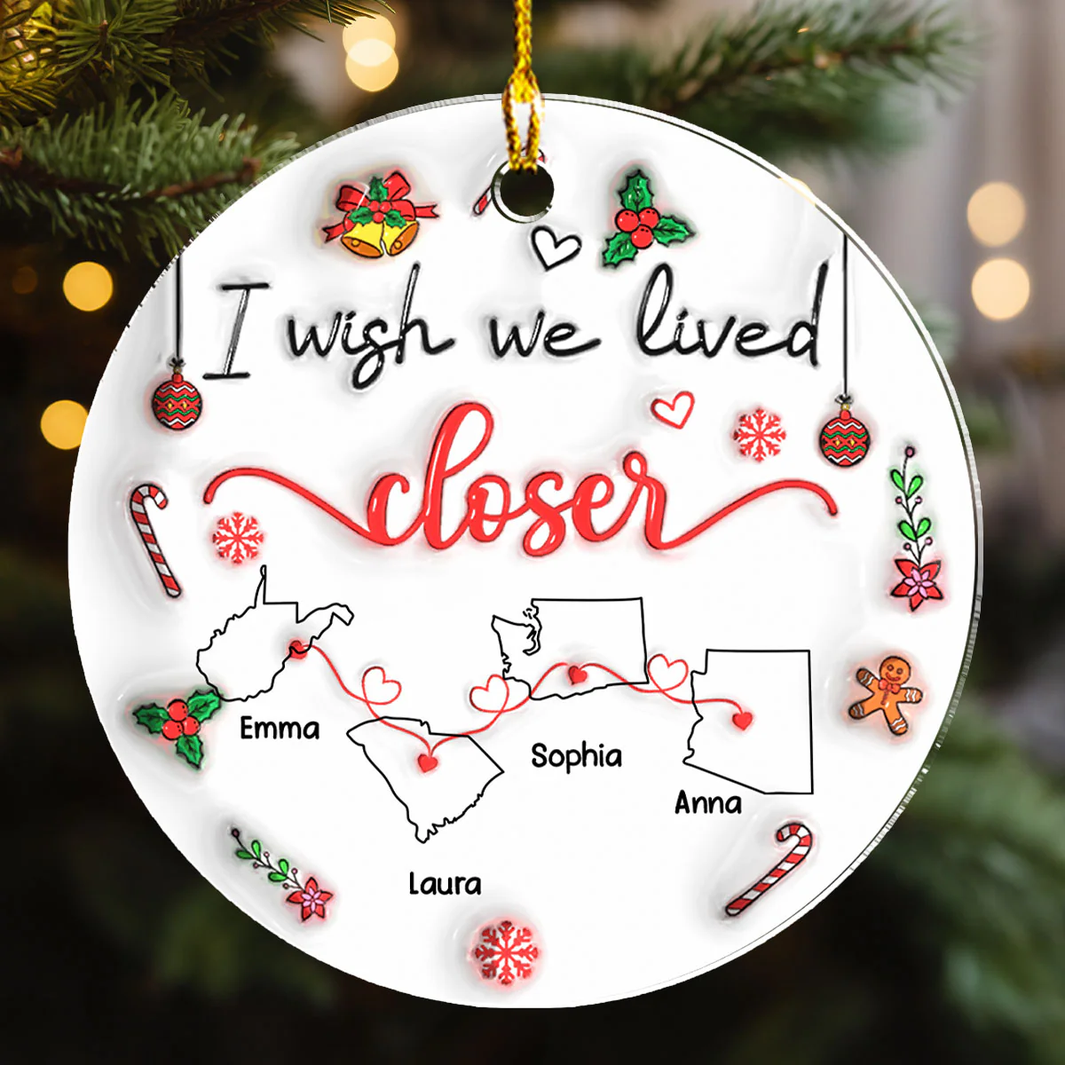 Besties Are Always Close At Heart - Personalized Custom 3D Inflated Effect Acrylic Ornament - Image 3