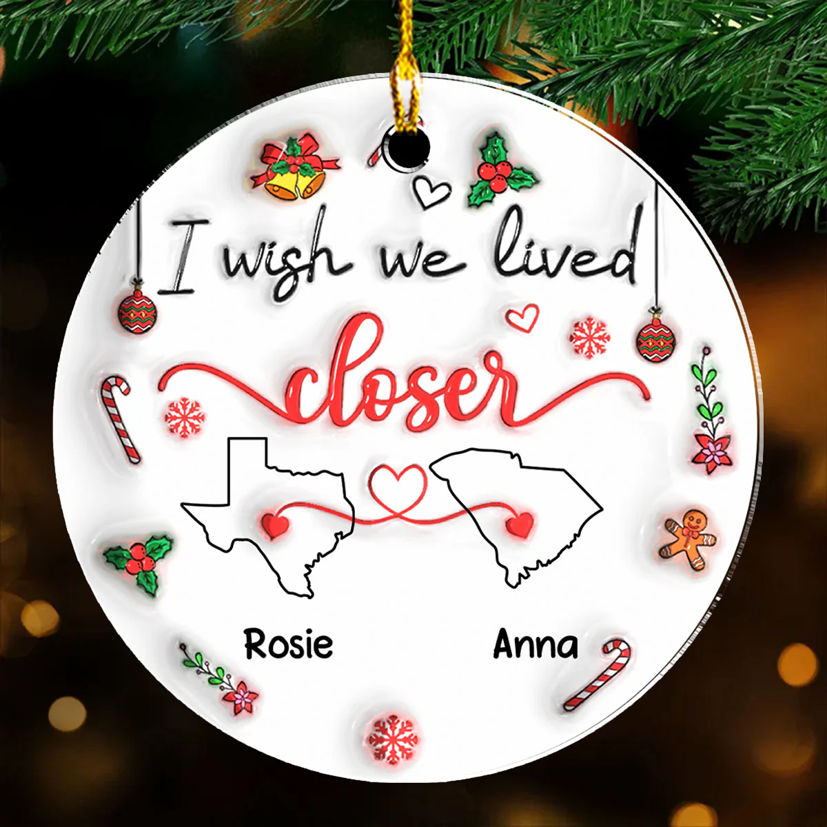 Besties Are Always Close At Heart - Personalized Custom 3D Inflated Effect Acrylic Ornament - Image 6