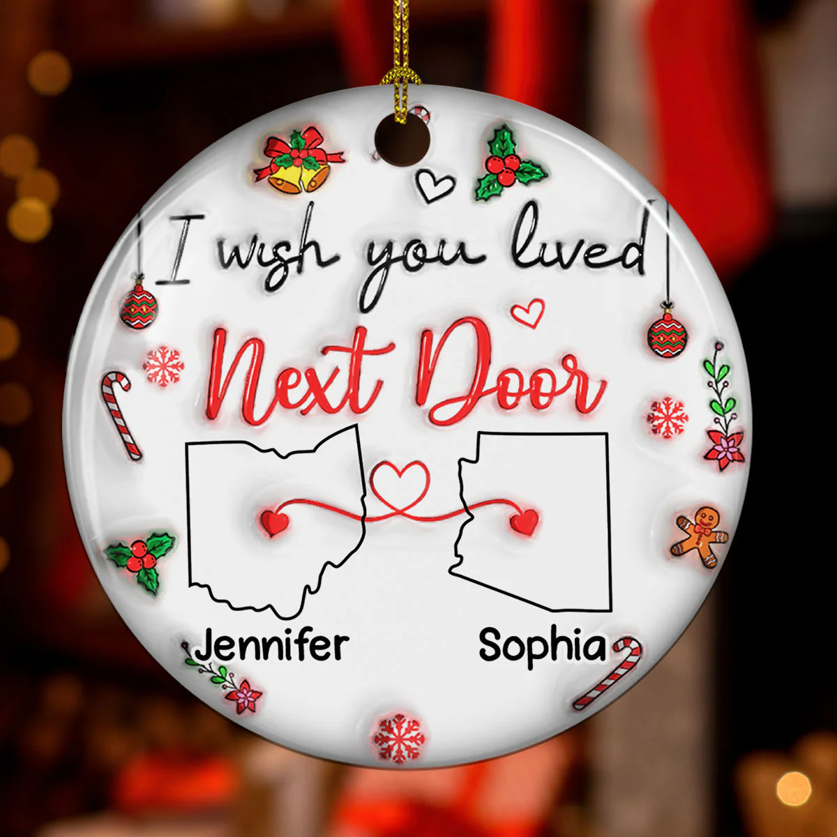 Besties Are Always Close At Heart - Personalized Custom 3D Inflated Effect Ceramic Ornament - Image 2
