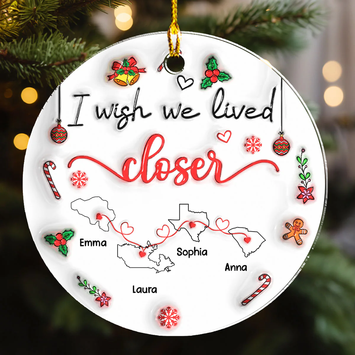 Besties Are Always Close At Heart State And Country Version - Personalized Custom 3D Inflated Effect Acrylic Ornament - Image 3