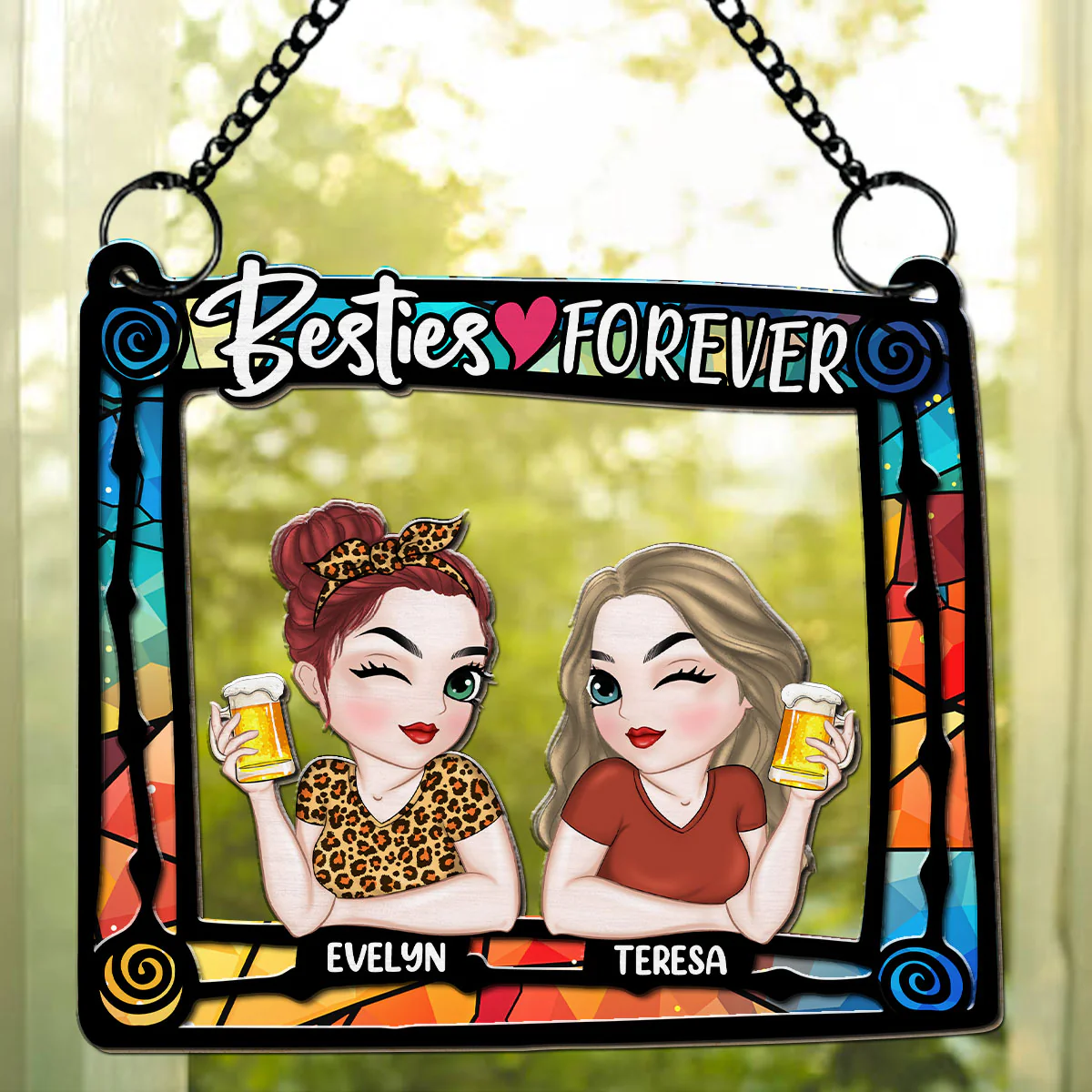 Besties Are Forever - Personalized Custom Suncatcher - Image 2