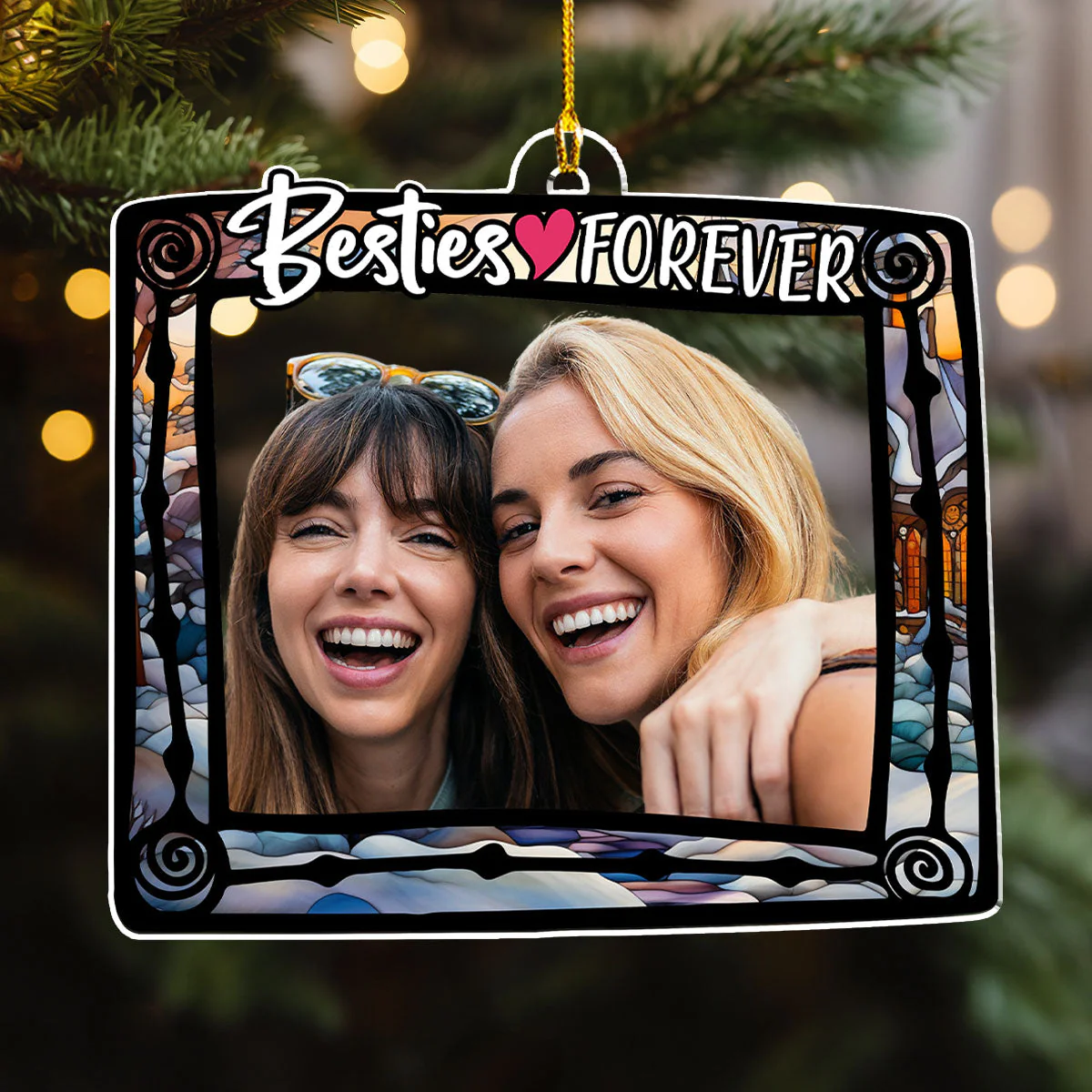 Besties Are Forever Photo - Personalized Custom Acrylic Ornament - Image 3