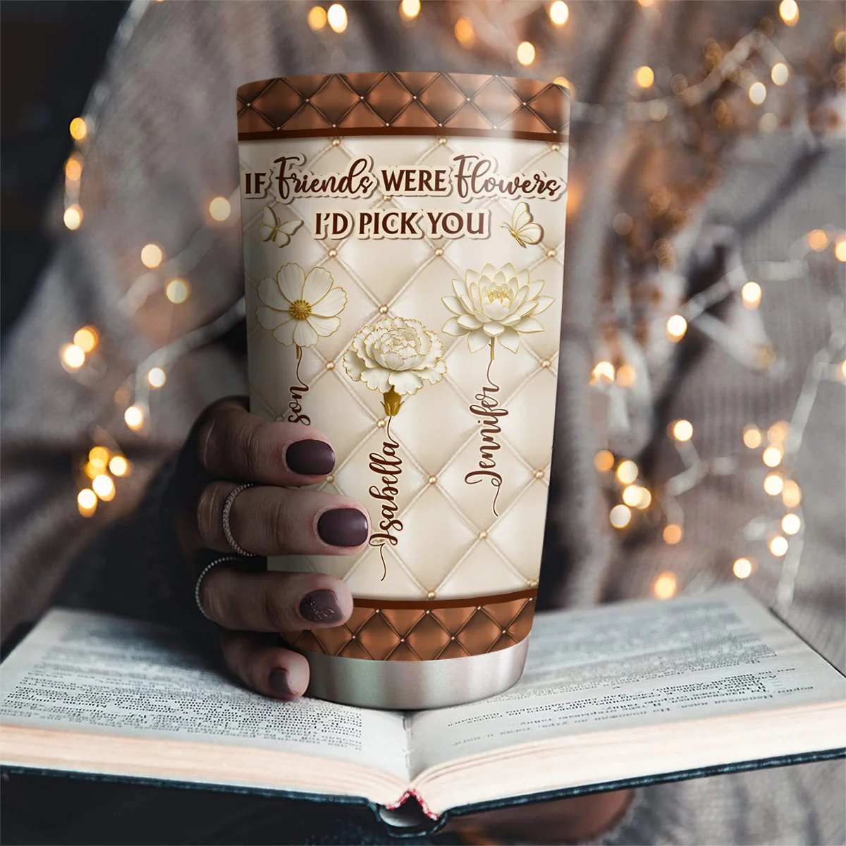 Besties Are Life Flowers - Personalized Custom Tumbler - Image 2