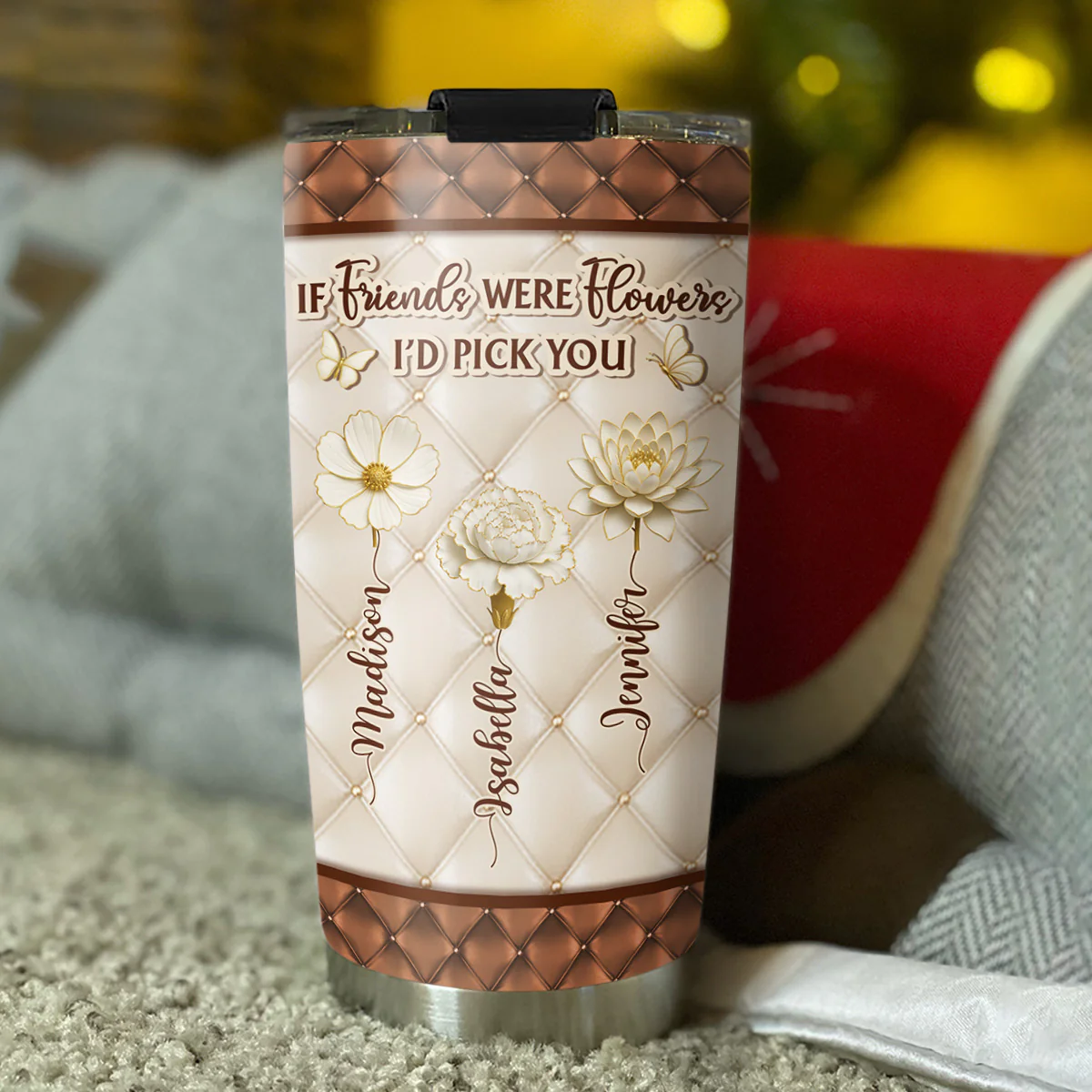 Besties Are Life Flowers - Personalized Custom Tumbler - Image 3