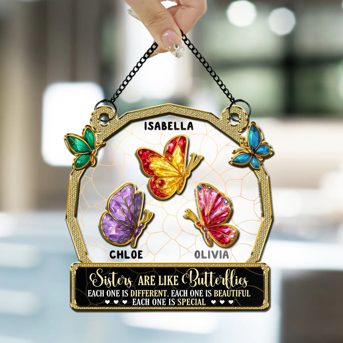 Besties Are Like Butterflies - Personalized Custom Suncatcher - Image 4