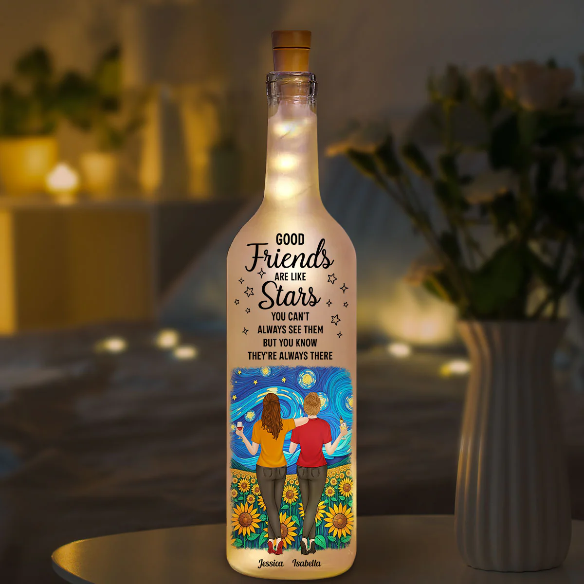 Besties Are Like Star - Personalized Custom Bottle Lamp