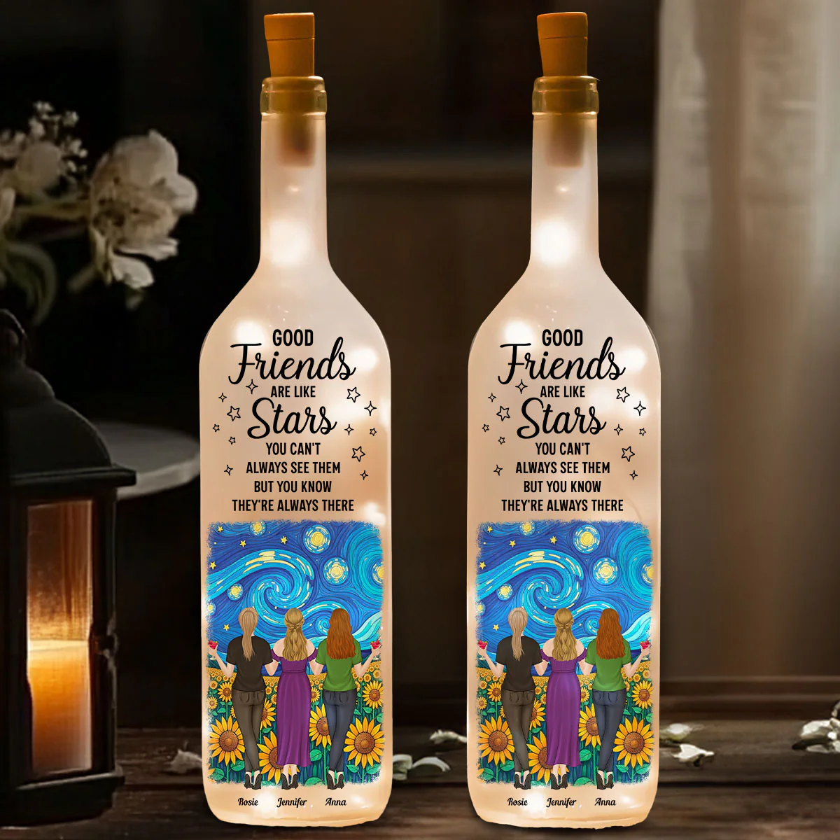Besties Are Like Star - Personalized Custom Bottle Lamp - Image 3
