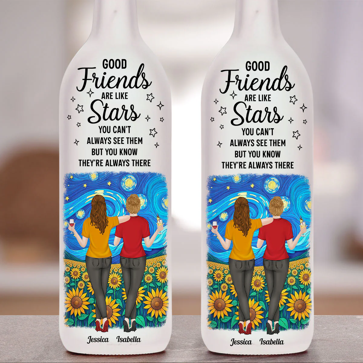 Besties Are Like Star - Personalized Custom Bottle Lamp - Image 4