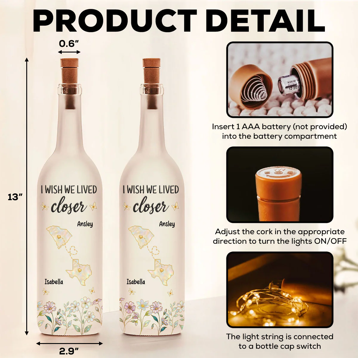 Besties Are Like Stars - Personalized Custom Bottle Lamp - Image 5