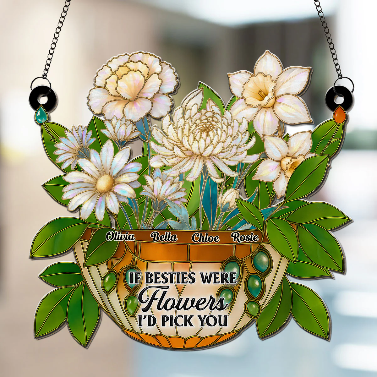 Besties Bloom Together - Personalized Custom Suncatcher - Image 2