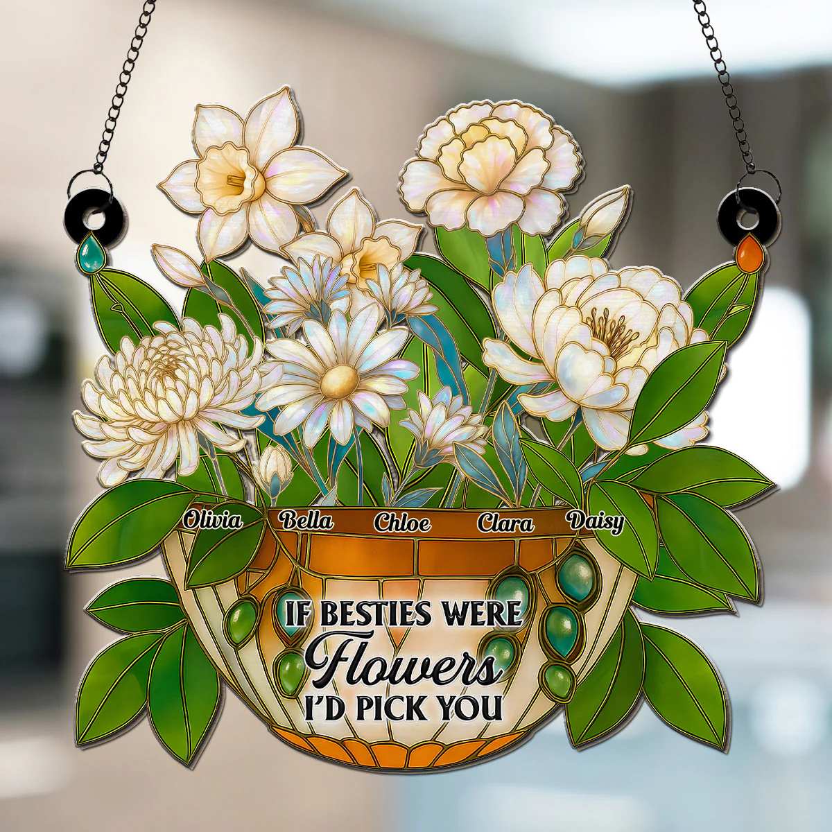 Besties Bloom Together - Personalized Custom Suncatcher - Image 3