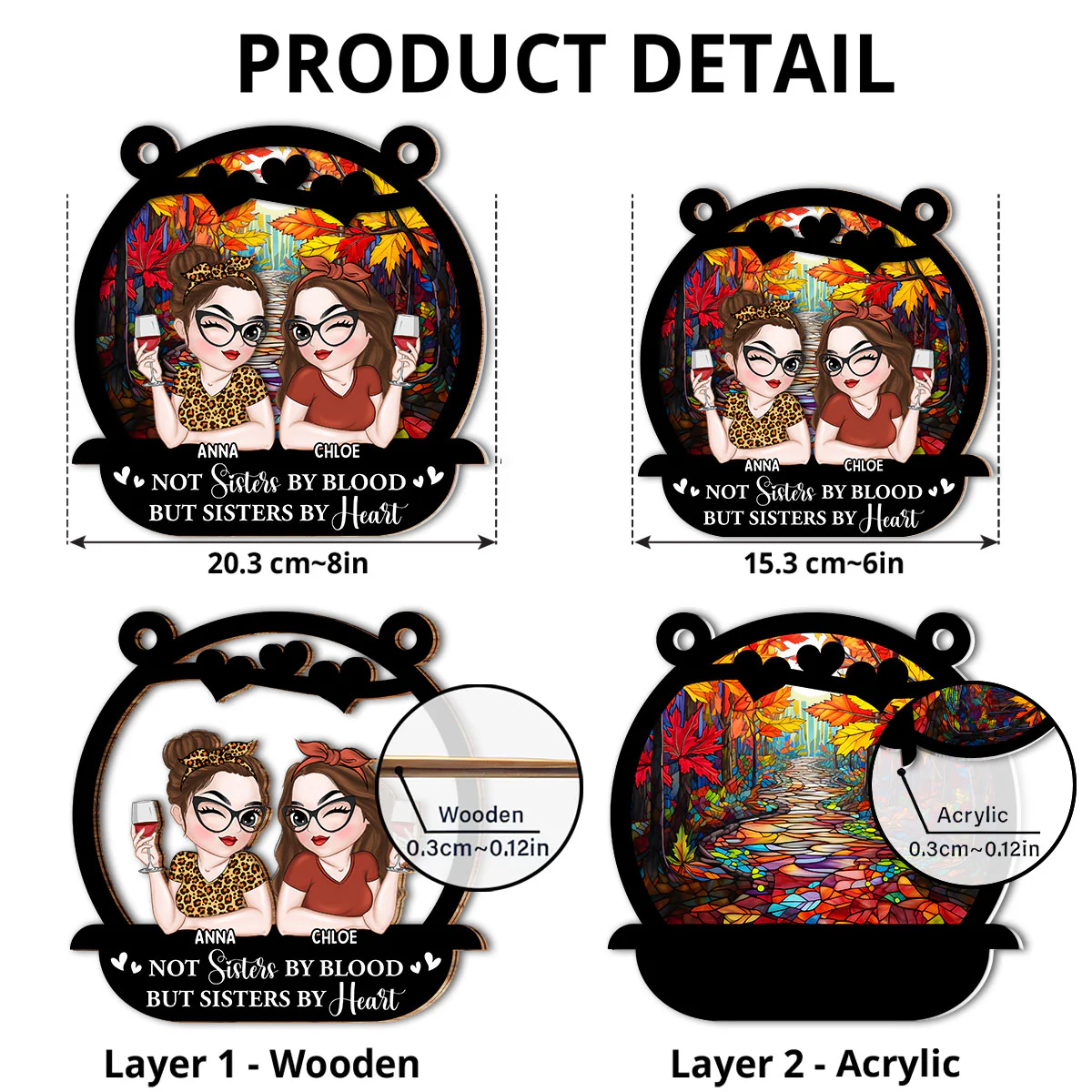 Besties Bring The Cheer - Personalized Custom Suncatcher - Image 4