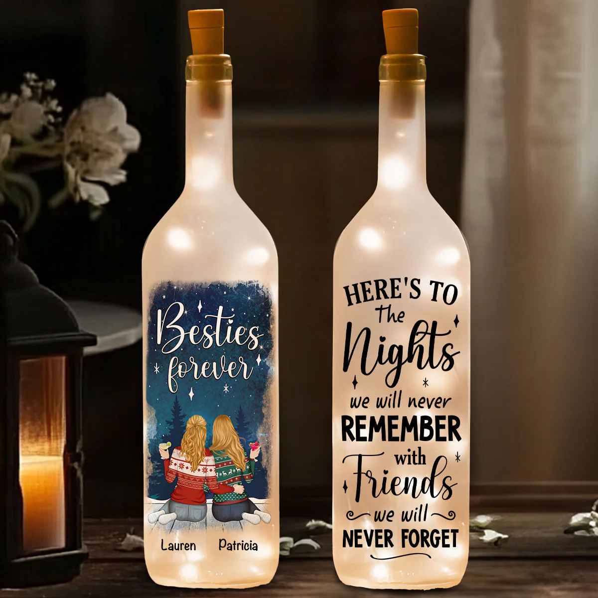 Besties For Life - Personalized Custom Bottle Lamp - Image 3