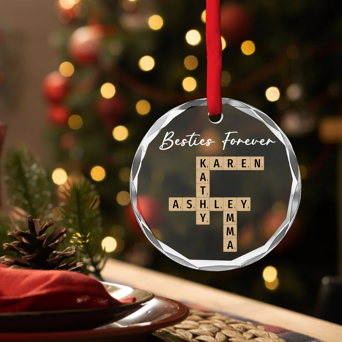 Besties For Life - Personalized Custom Glass Ornament - Image 2