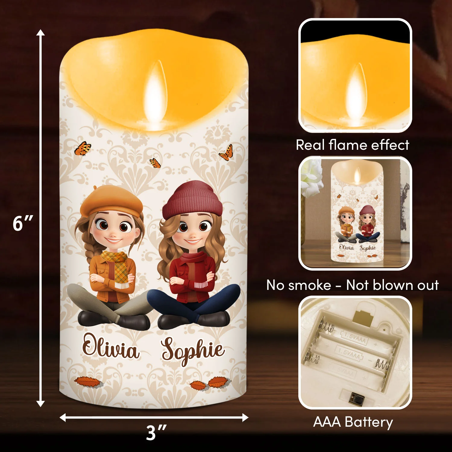Besties For Life - Personalized Custom LED Candle - Image 6