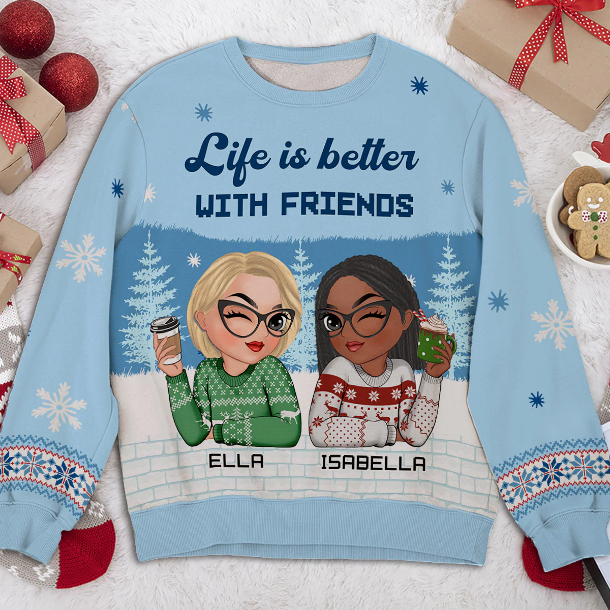 Besties Forever 2024 - Personalized Custom All-Over-Print Sweatshirt - Image 3