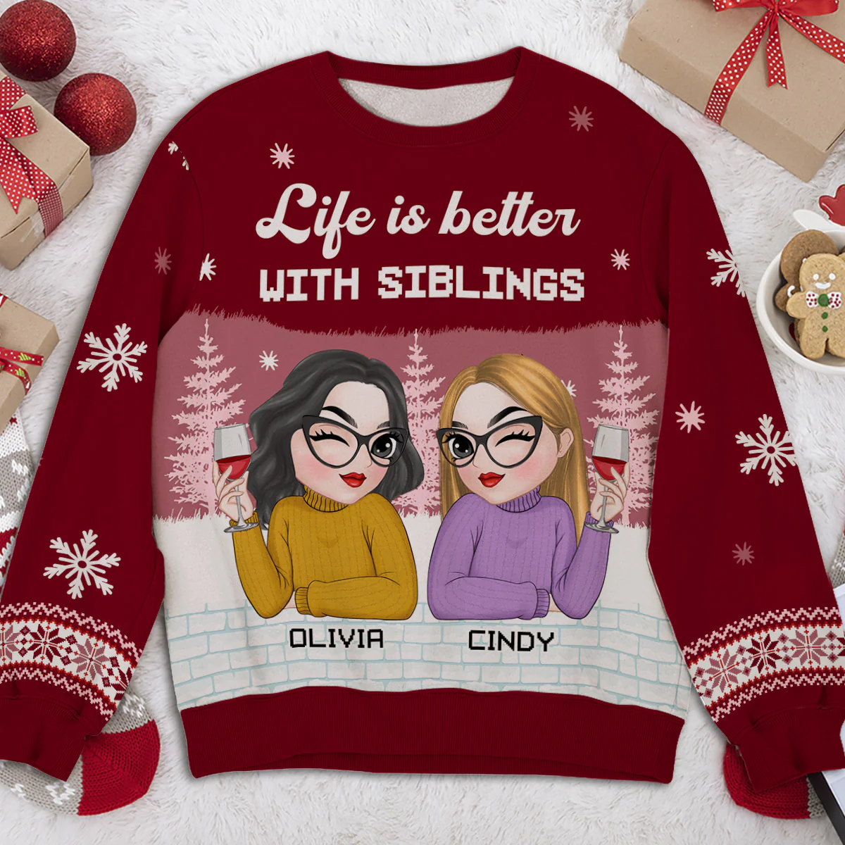 Besties Forever 2024 - Personalized Custom All-Over-Print Sweatshirt - Image 5