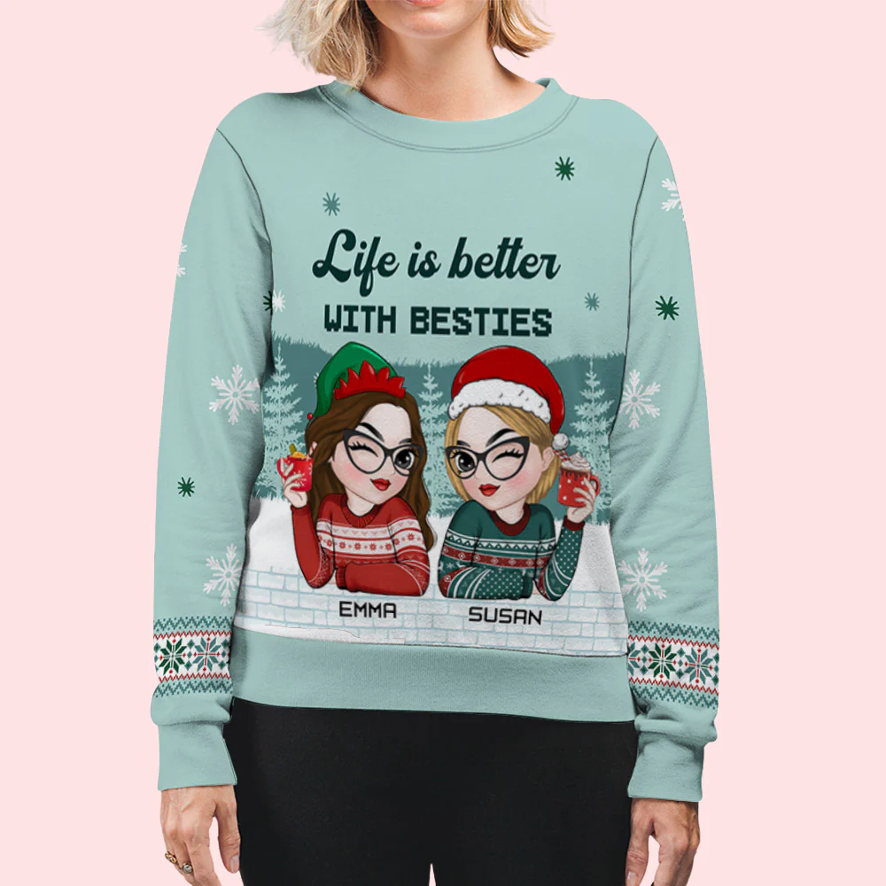 Besties Forever 2024 - Personalized Custom All-Over-Print Sweatshirt - Image 6