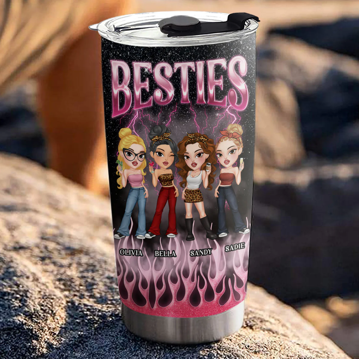 Besties Forever Cool Style - Personalized Custom Tumbler - Image 4