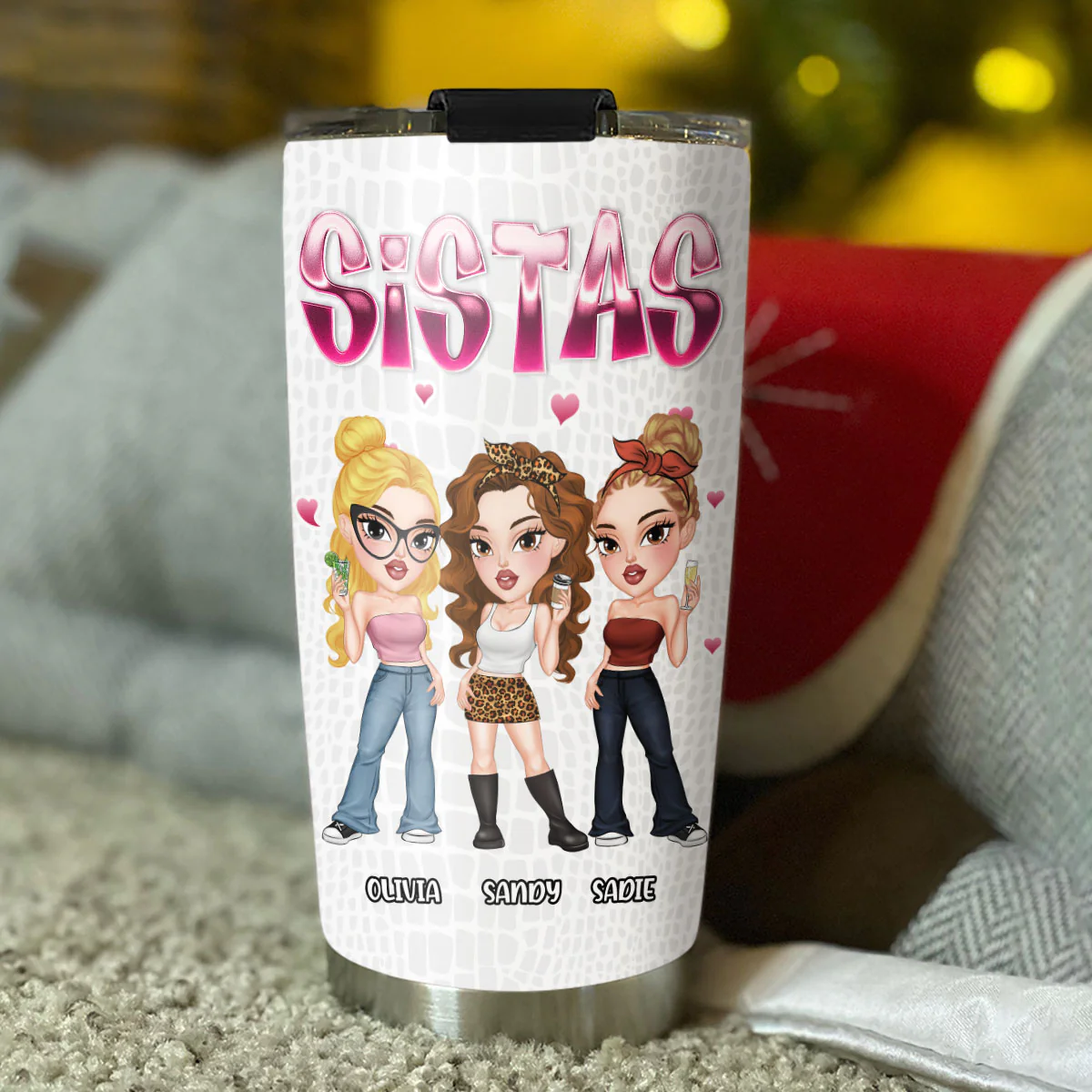 Besties Forever Crocodile Leather - Personalized Custom Tumbler - Image 2
