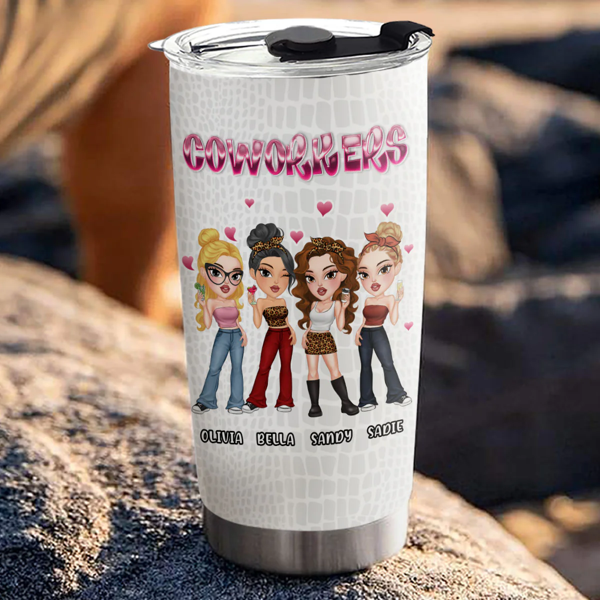 Besties Forever Crocodile Leather - Personalized Custom Tumbler - Image 3