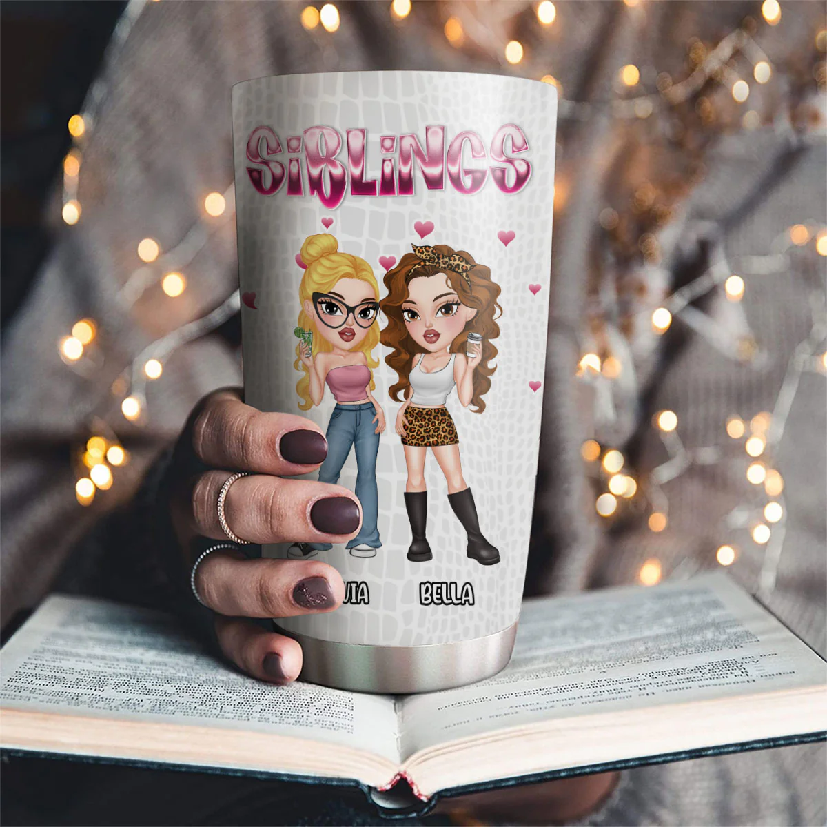 Besties Forever Crocodile Leather - Personalized Custom Tumbler - Image 4