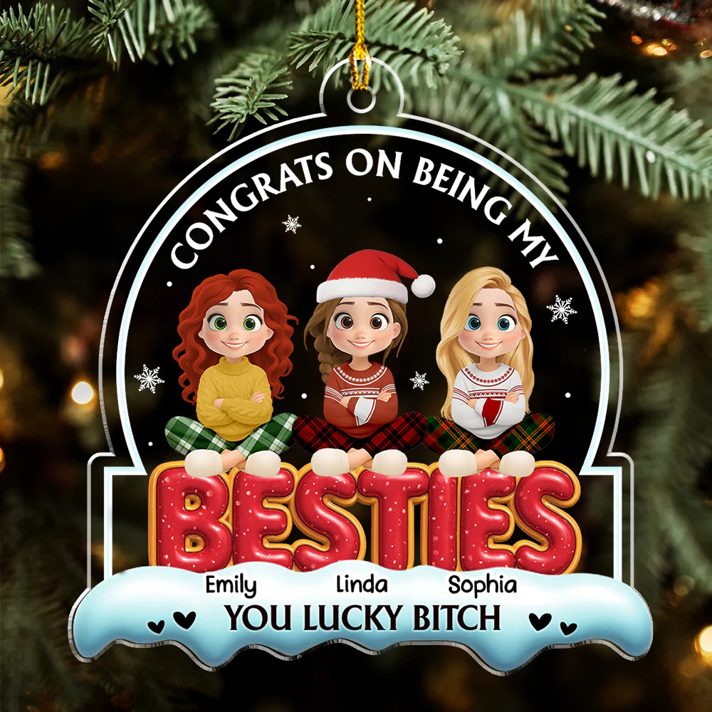 Besties Forever Ever - Personalized Custom Acrylic Ornament - Image 5