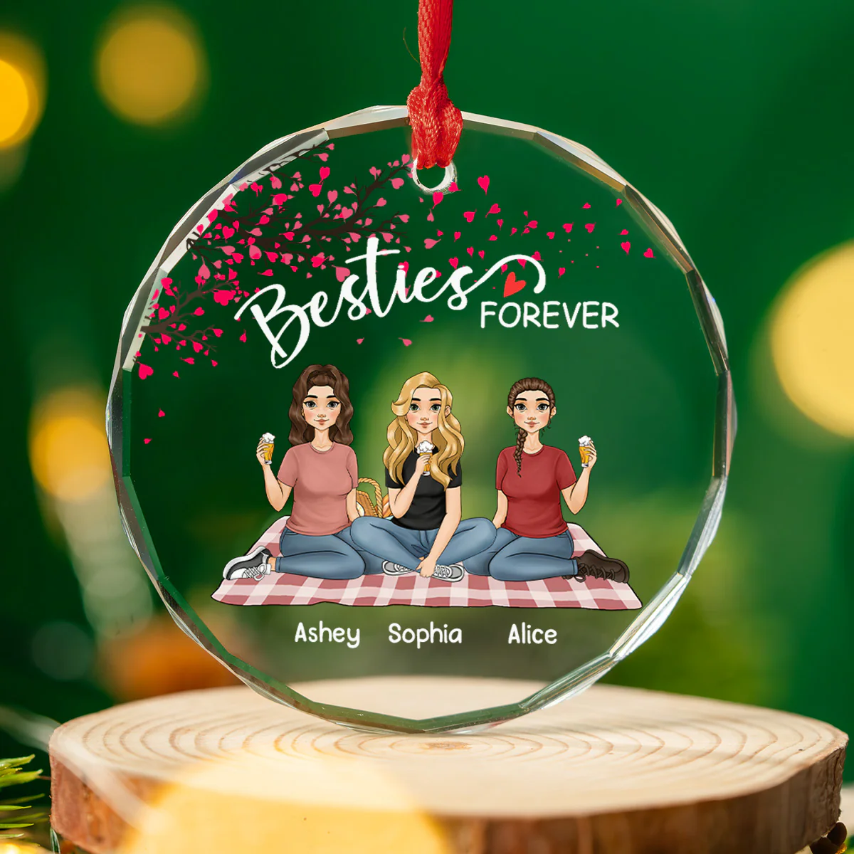 Besties Forever - Limited Version - Personalized Custom Glass Ornament - Image 3