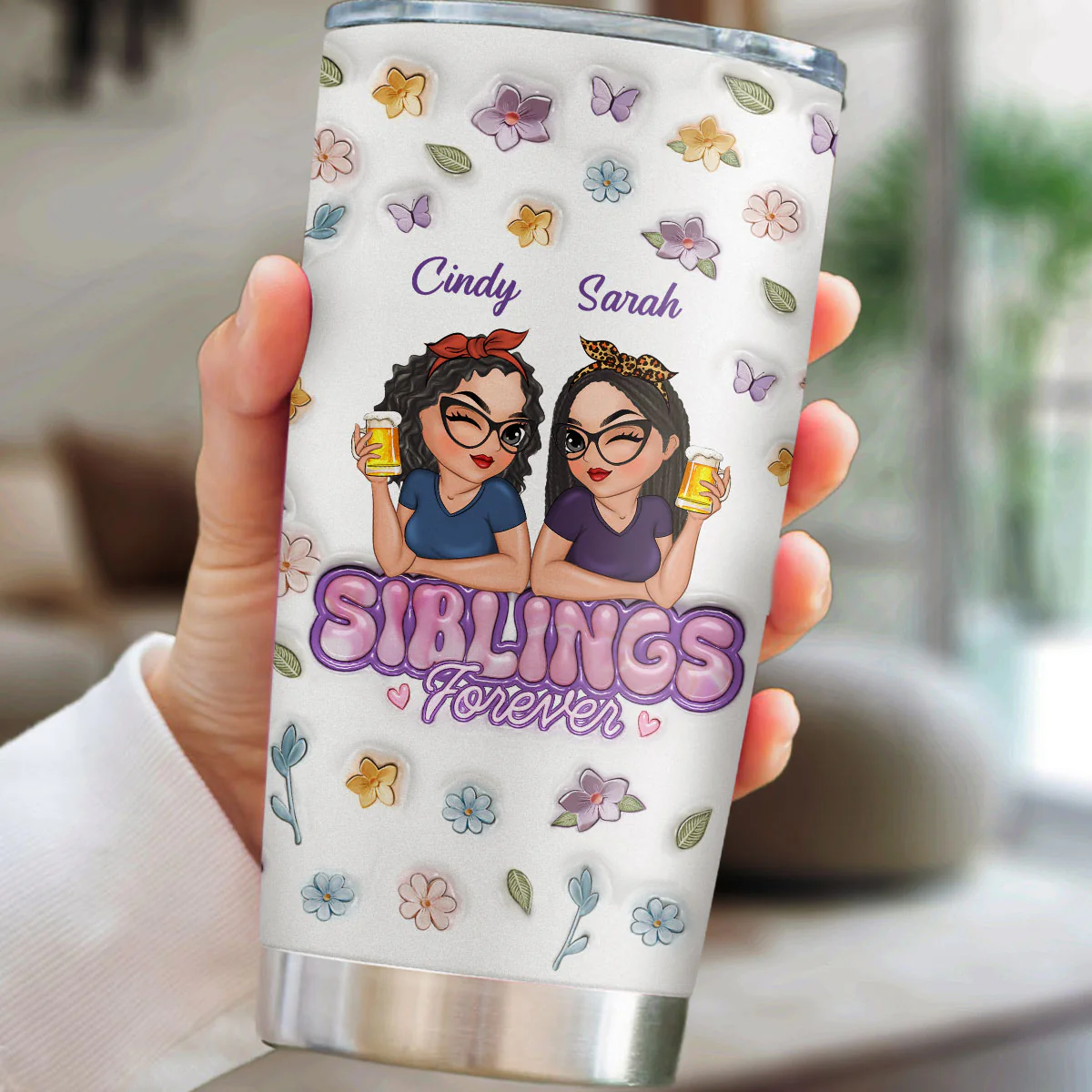 Besties Forever - Personalized Custom 3D Inflated Effect Tumbler - Image 4